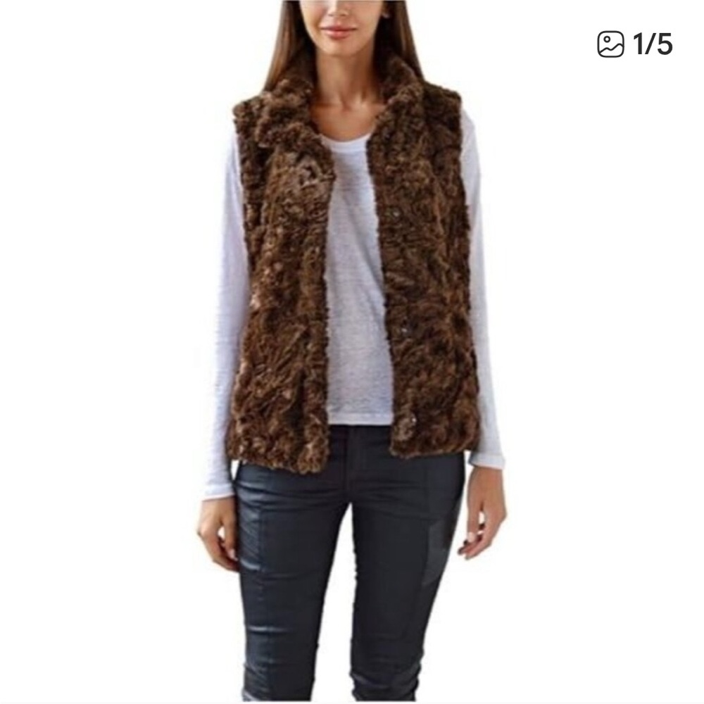 Womans brown faux fur vest size Small